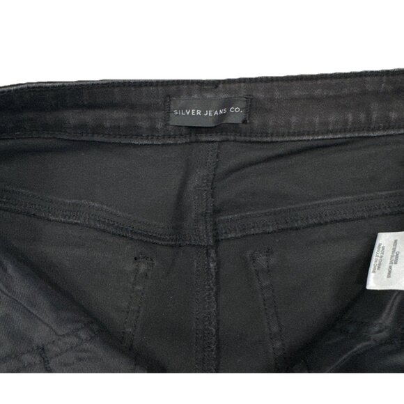 Silver Jeans Co High Note Skinny Jeans Women W28 L27 Black High Rise - Picture 9 of 11